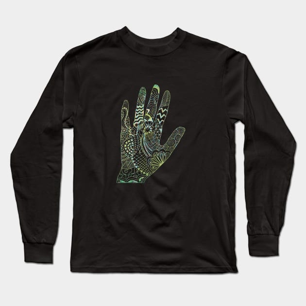 Abhaya Mudra Green, Hindu Palm Reading Long Sleeve T-Shirt by Style Conscious